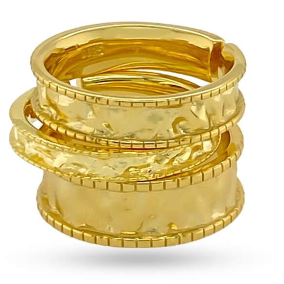 Gold Wrinkle Round O/S Ring Stack - Picture 4 of 4